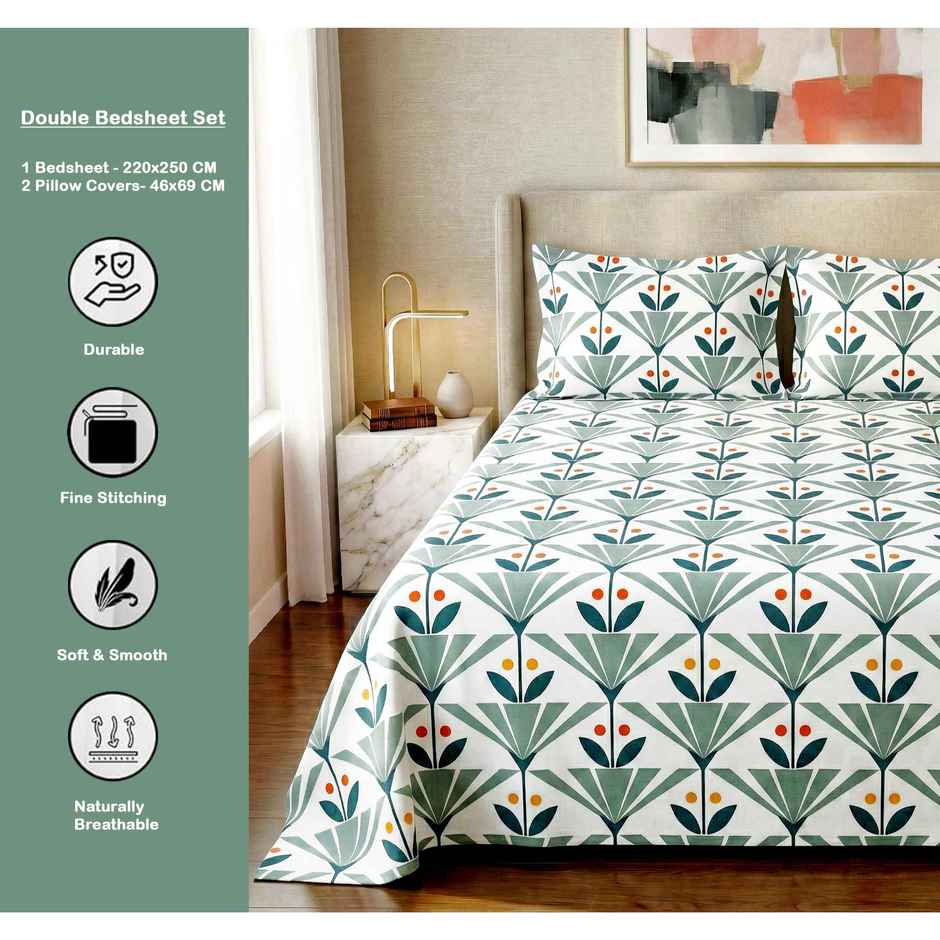 Dream Living 115 GSM Double Bedsheet Set |220 x 250 cm| With 2 Pillow Covers