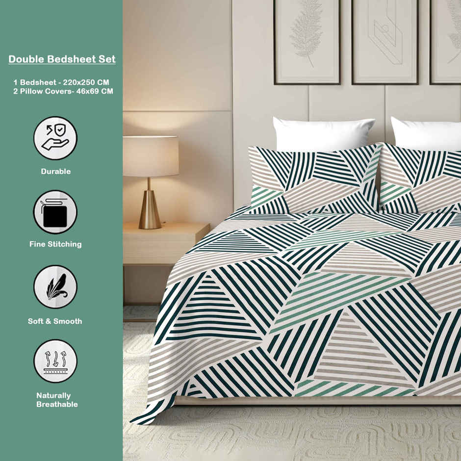 Dream Living 115 GSM Double Bedsheet Set |220 x 250 cm| With 2 Pillow Covers