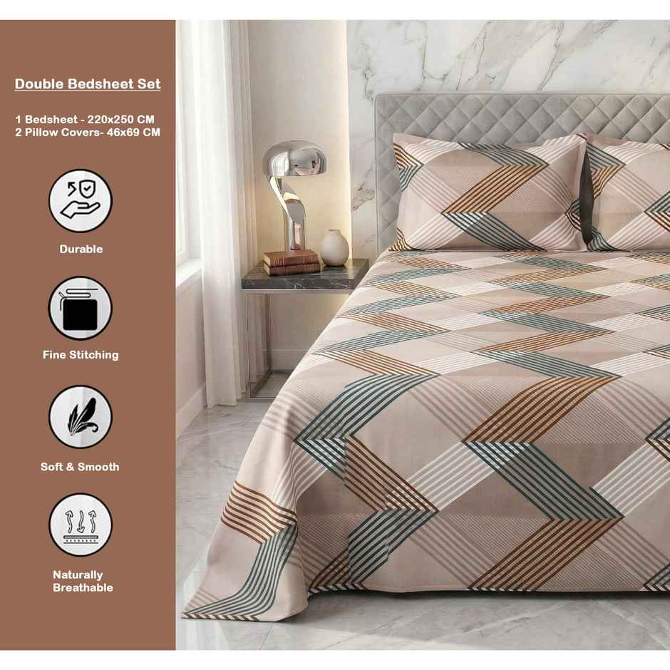 Dream Living 135 GSM Double Bedsheet Set |220 x 250 cm| With 2 Pillow Covers