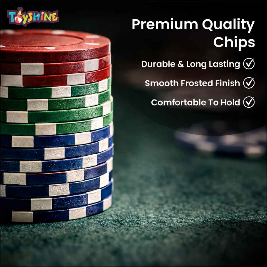 Toyshine Casino Style 100 Pcs Poker Chips Set in a Tin Case with 1 Dealer Button