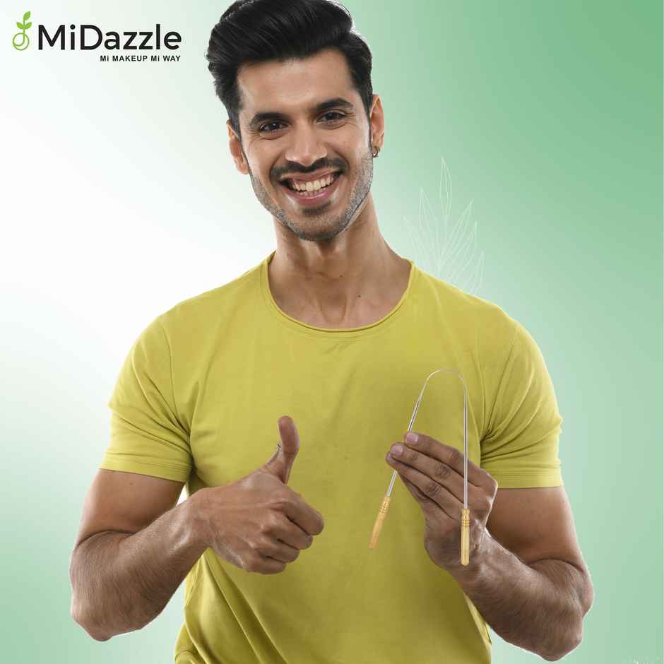 Midazzle Stainless Steel Tongue Cleaner with Brass Handle |MIOT7503