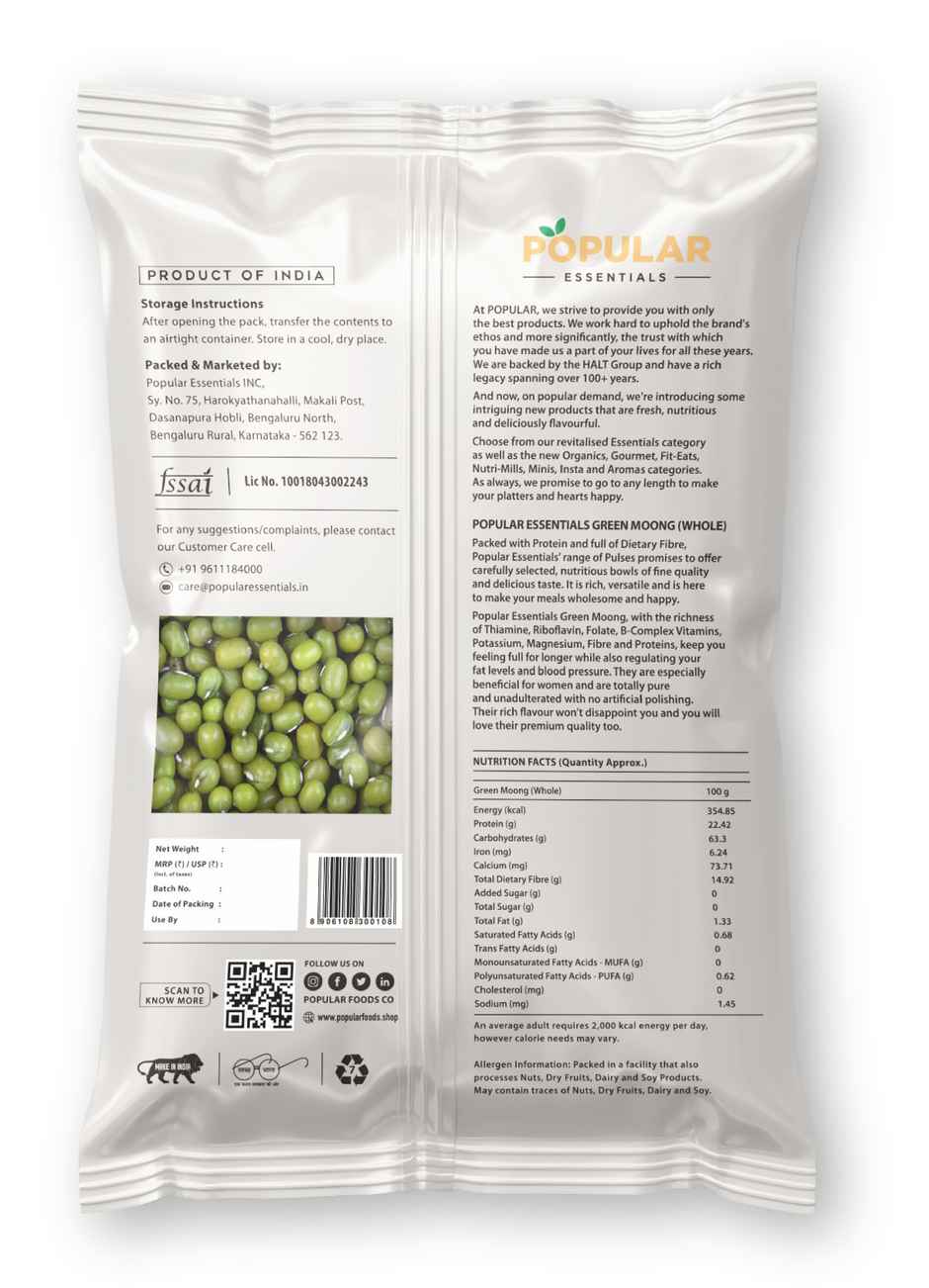 Popular Essentials Green Moong Whole