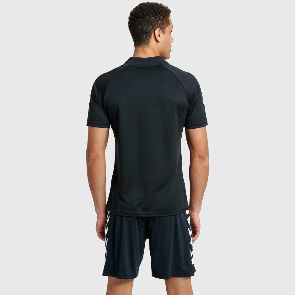 hummel Men's Core Functional Polo Neck Solid Regular Fit Gym T-shirt | Black - S
