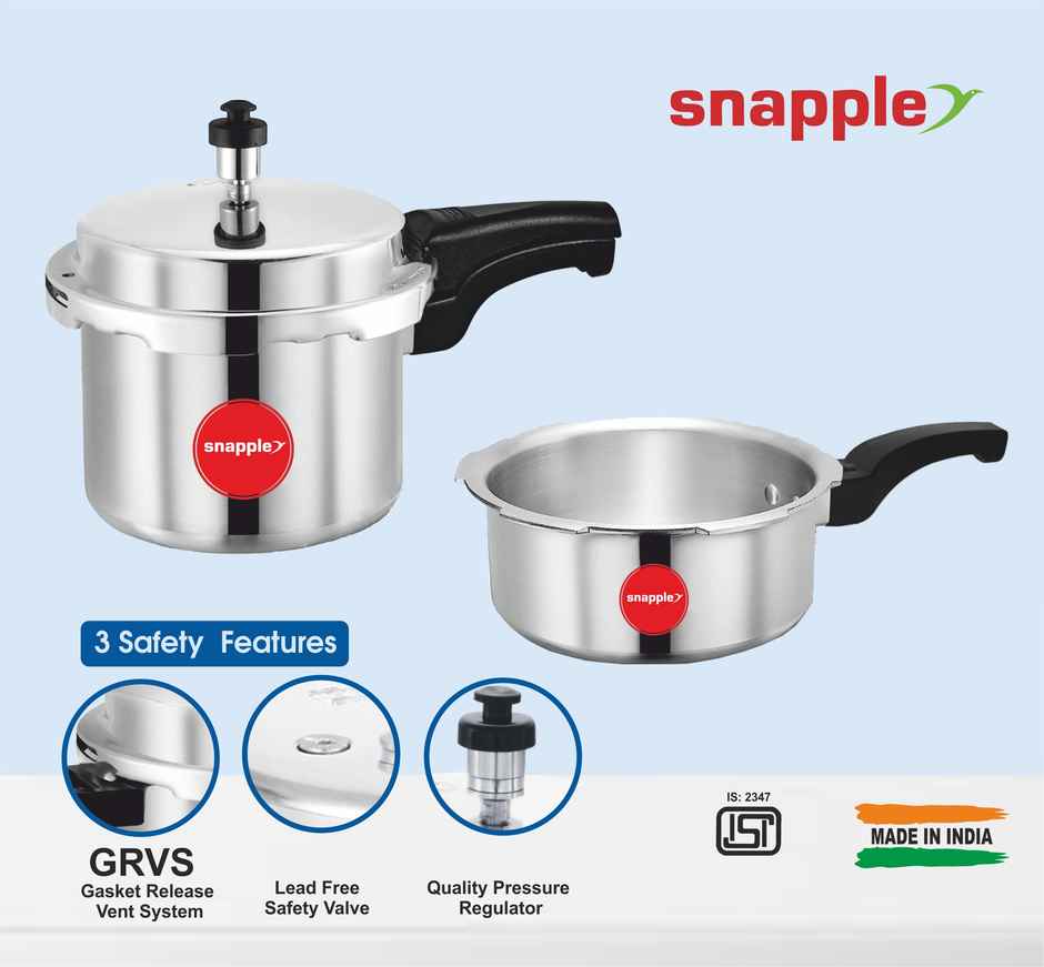 Snapple 3+2 Litre Aluminium Pressure Cooker Combo Pack