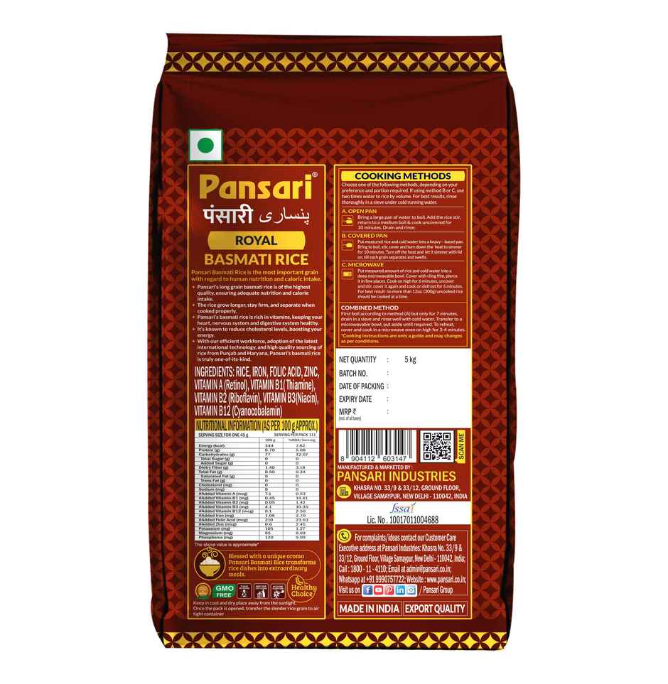 Pansari Royal Basmati Rice | XXL Biryani Rice | Super Premium Basmati Chawal