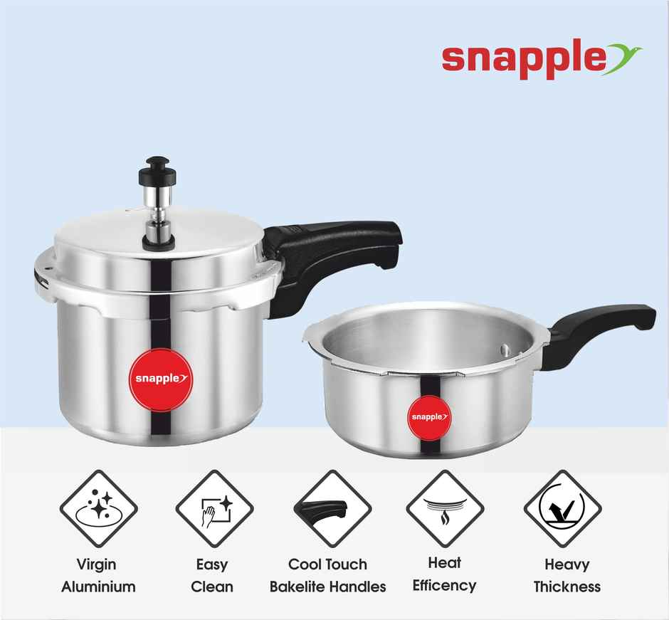 Snapple 3+2 Litre Aluminium Pressure Cooker Combo Pack