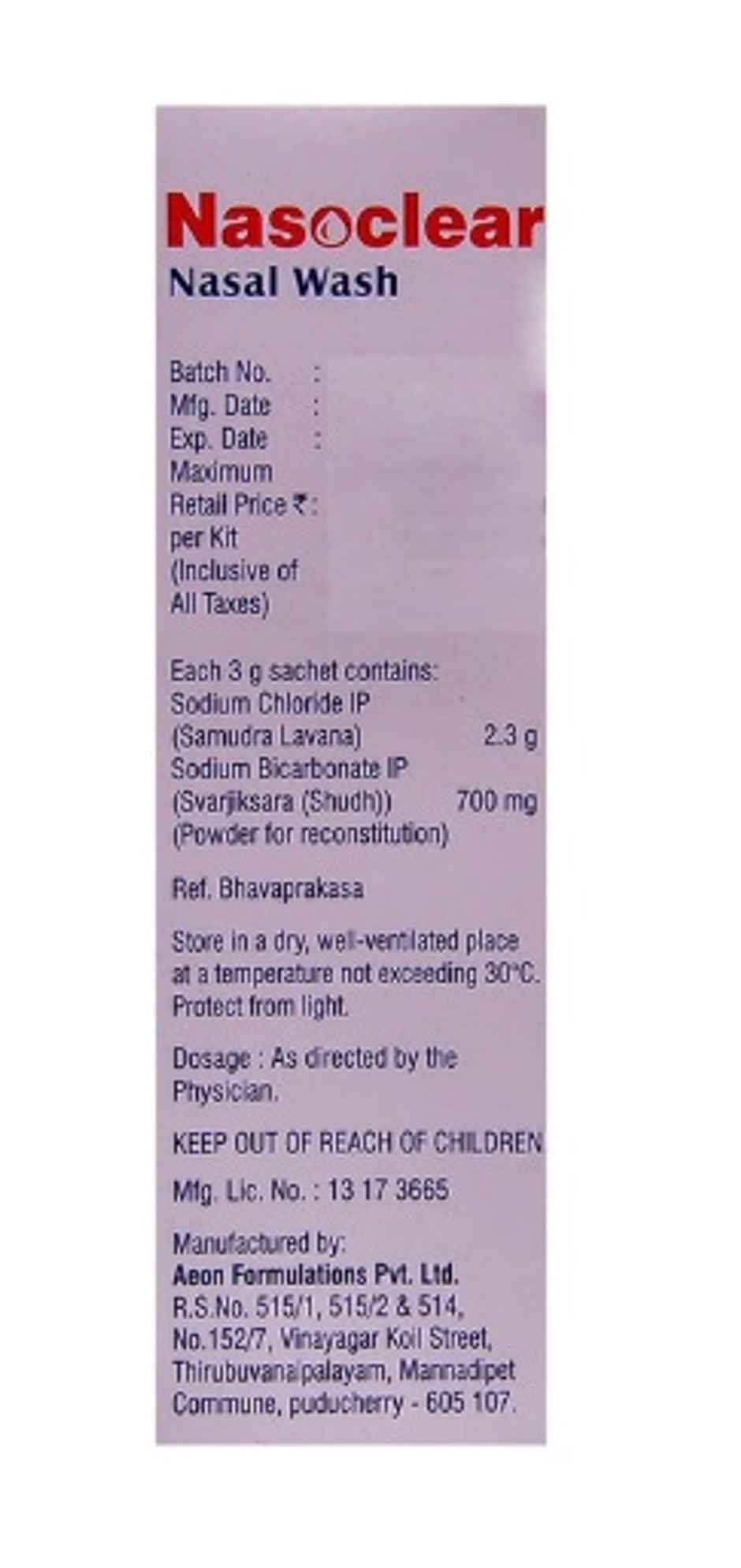 Nasoclear 3g Nasal Wash Sachet