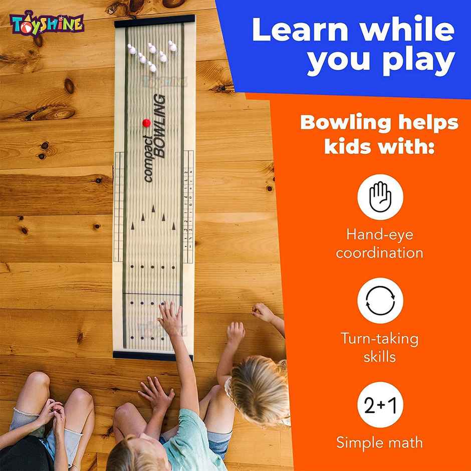 Toyshine Compact Bowling Game | Indoor Tabletop Game for Kids & Adults