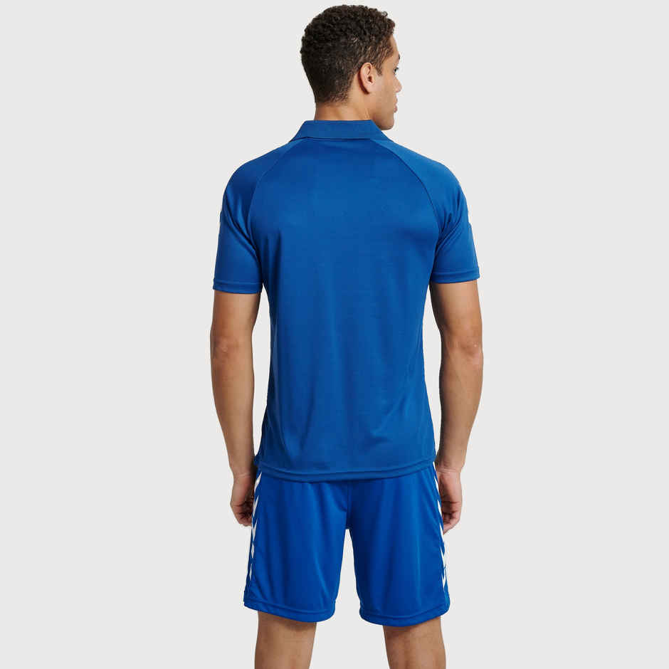 hummel Men's Core functional Polo Neck Solid Regular Fit Gym T-shirt | True Blue - L