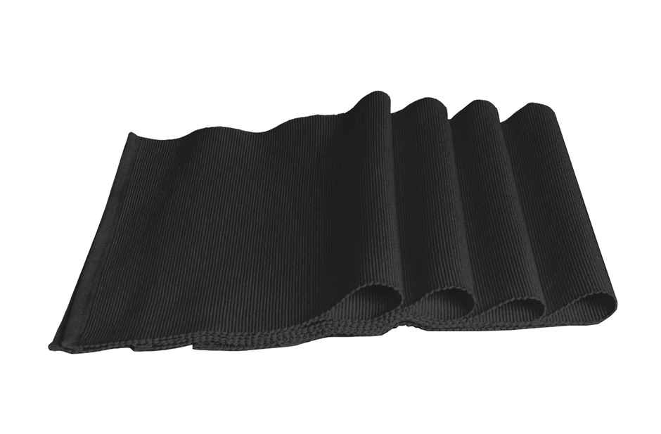 Lushomes Table Mat and Table Runner Set - Black | Dining Table Mats 4 pcs | 13 x 51 inch