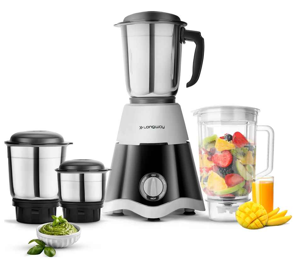 Super Dlx Up to 750W Max Output Juicer Mixer Grinder | 2 Years Warranty | 4 Jars | Black & Grey
