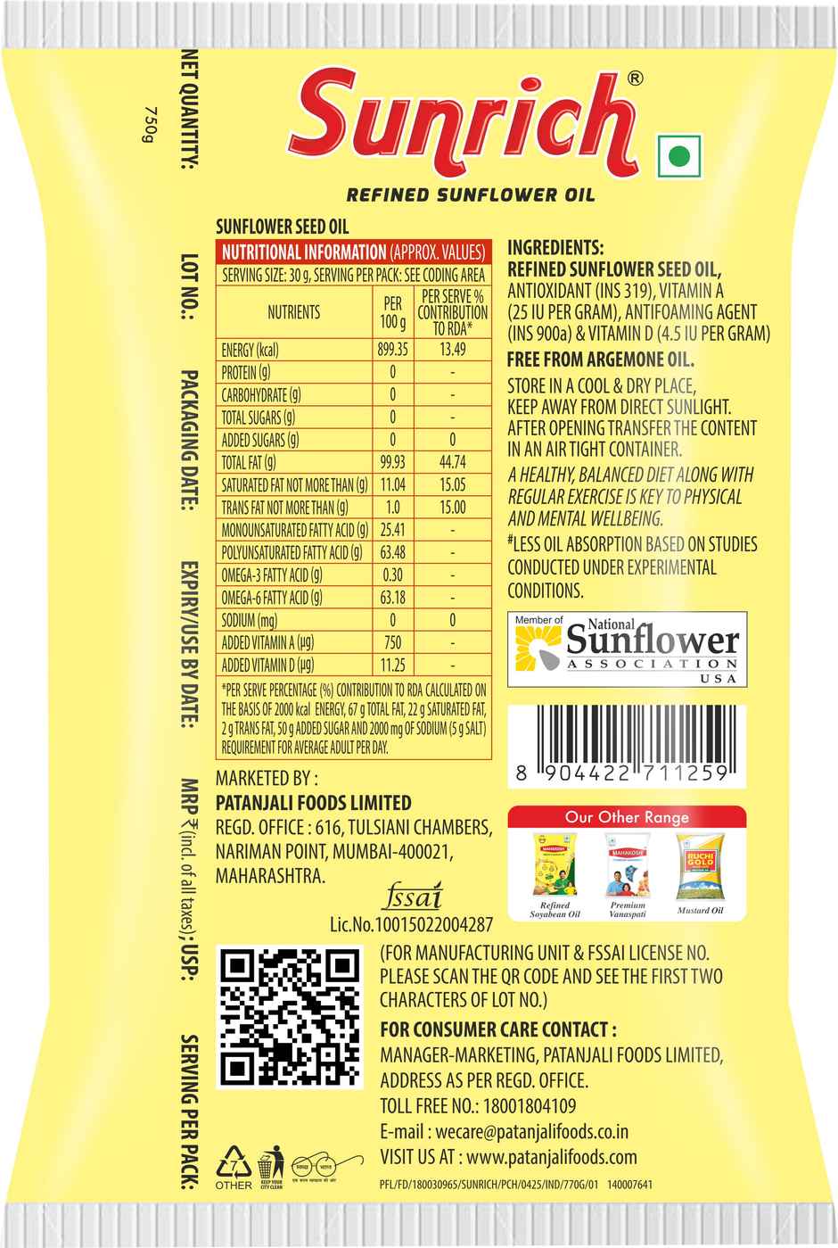 Sunrich Sunflower Oil | Pouch
