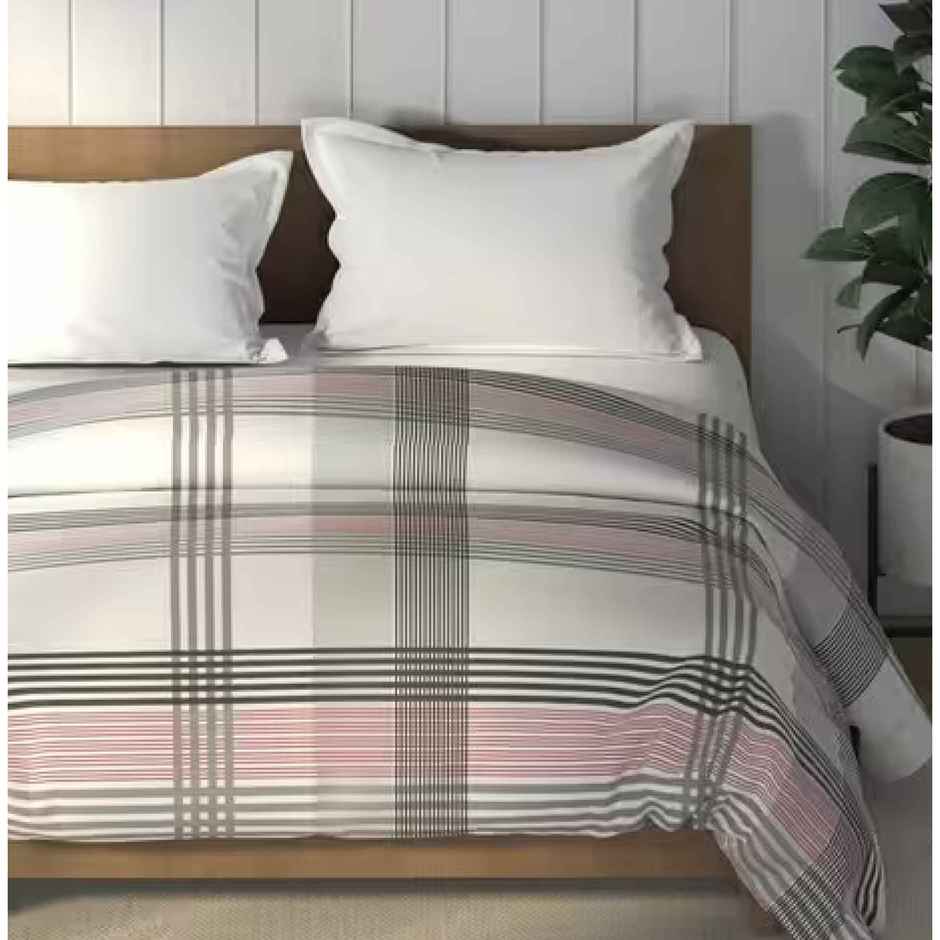 Nautica Super Soft 100% Cotton Fabric Comforter for All Weather | Double Size | Stripe | Red, Grey