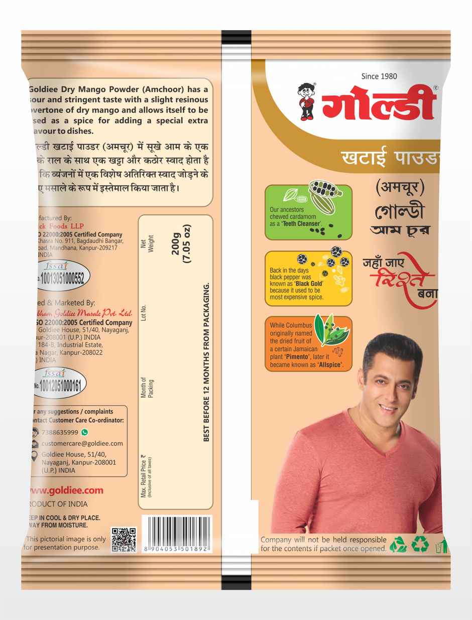 Goldiee Dry Mango/Amchoor Powder Pouch
