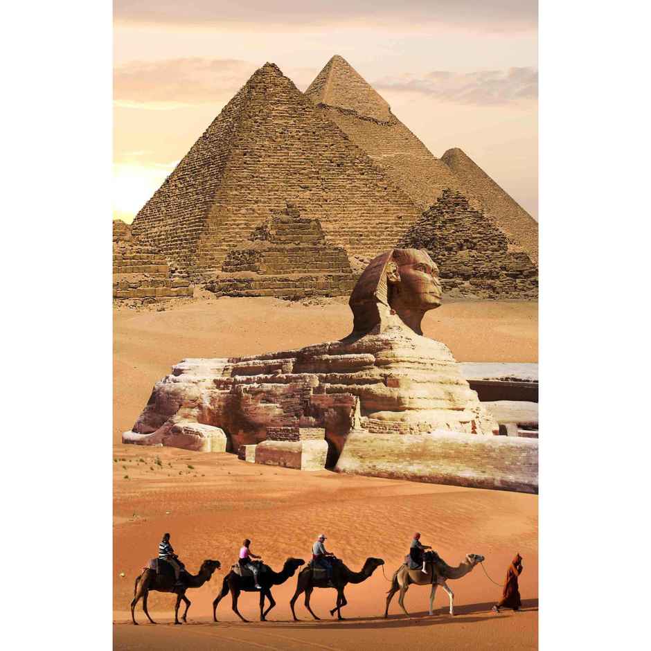 Lushomes Blackout Door Curtain - Egypt Printed | 8 Metal Eyelets | 54 x 90 inch
