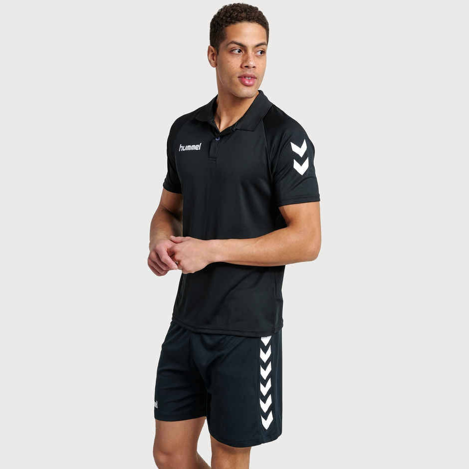 hummel Men's Core Functional Polo Neck Solid Regular Fit Gym T-shirt | Black - S
