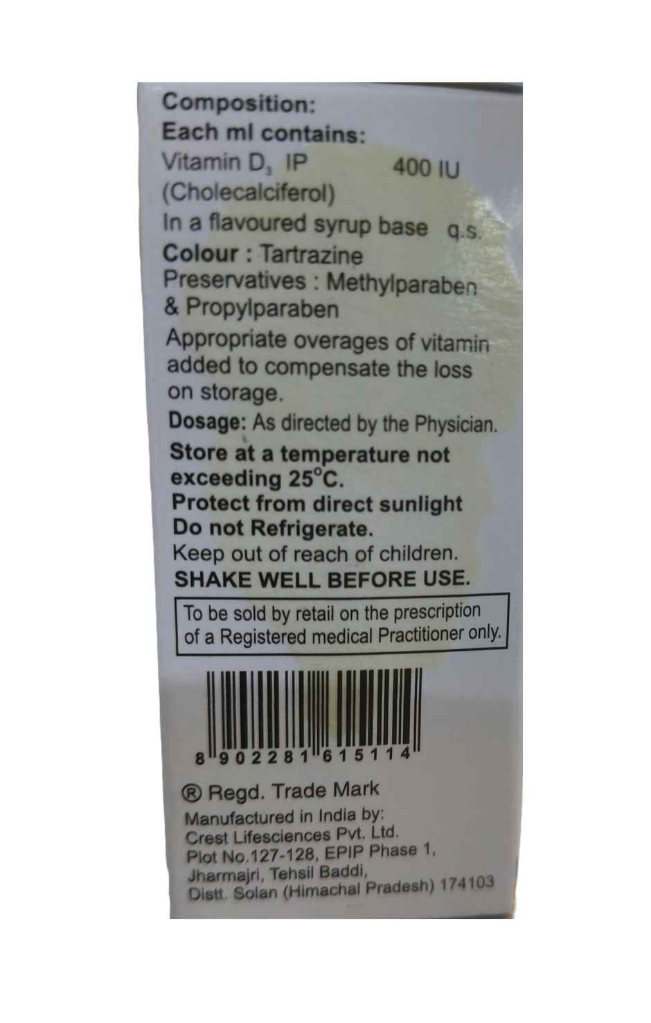 OH D3 Paediatric Vitamin D3 Oral Drop