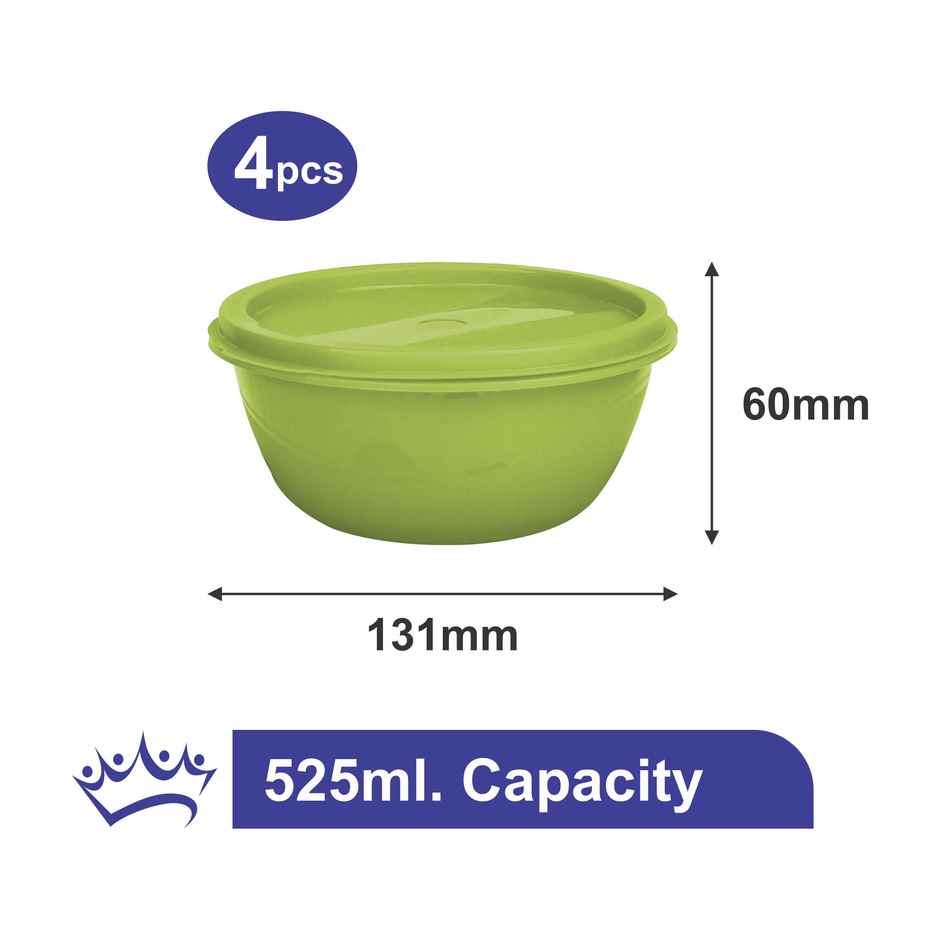 Princeware Store Fresh Bowl Container Set of 4 Pieces | 525 ml Each (Colour May Vary)