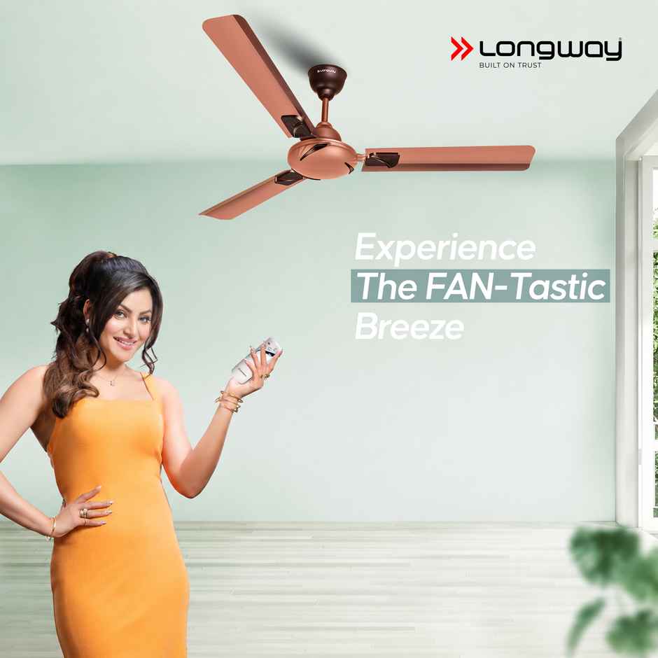 Longway Creta P1 Ceiling Fan,1200mm/48 inch, Remote Controlled,Anti-Dust,Star Rated, Rusty Brown