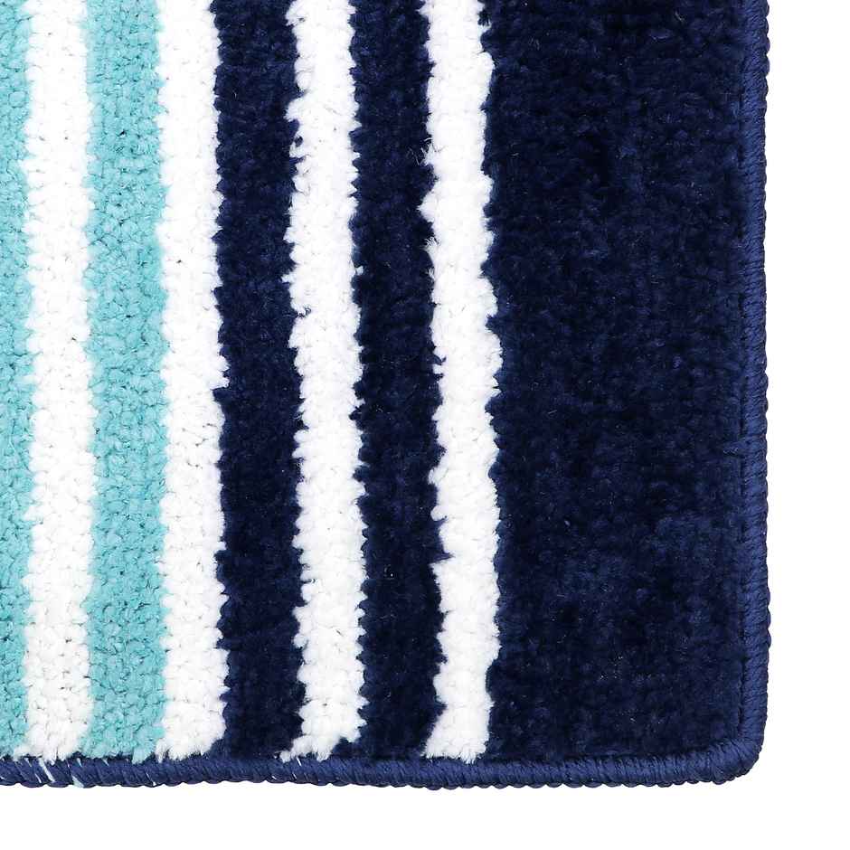 Homeharmony Non-Slip Bath Mat | Blue & White | 58 x 36 cm