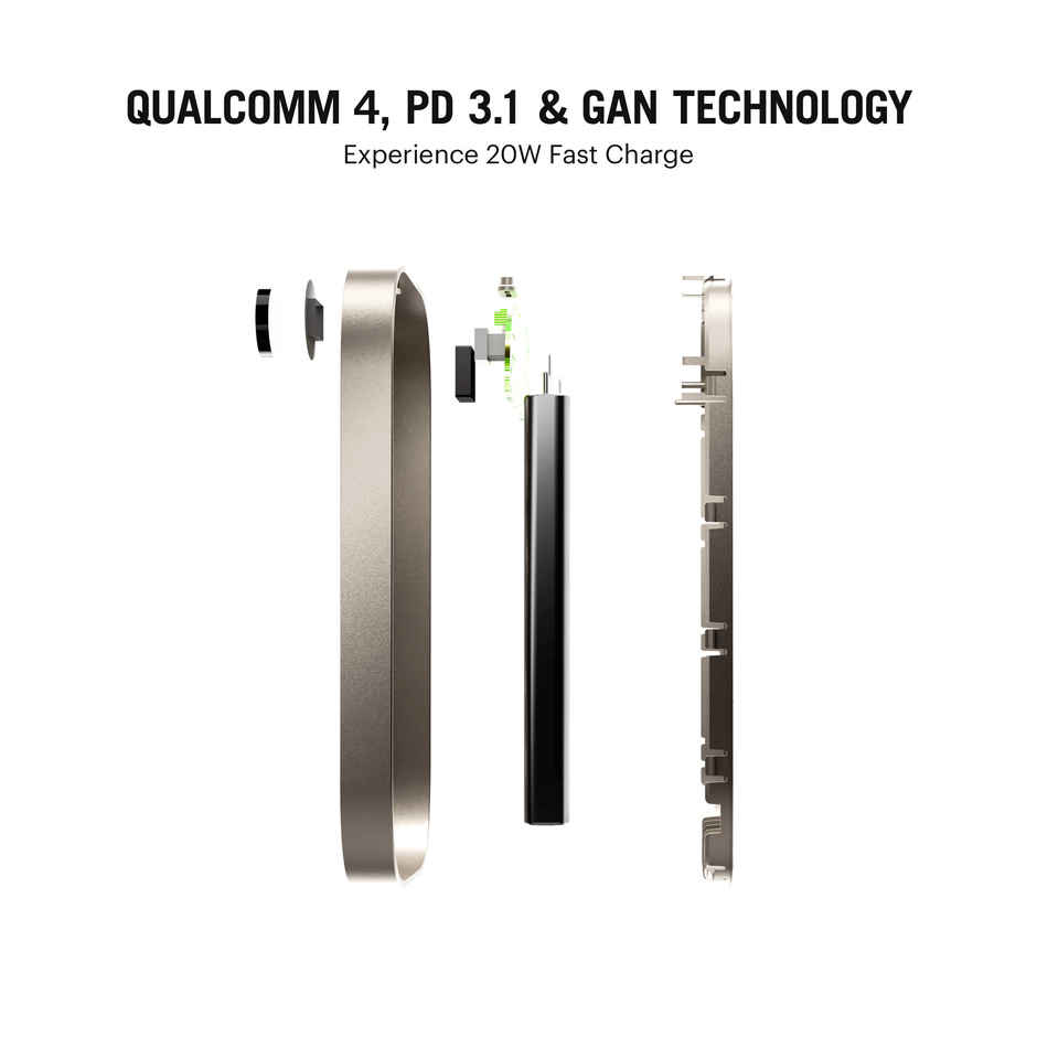 Dailyobjects Loop Universal Aluminium Power Bank 10000 mAh | Titanium