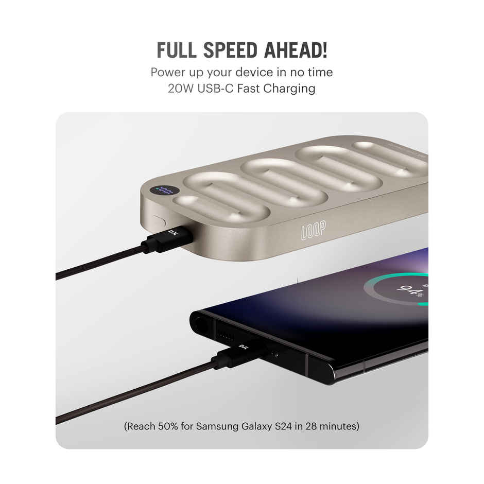 Dailyobjects Loop Universal Aluminium Power Bank 10000 mAh | Titanium