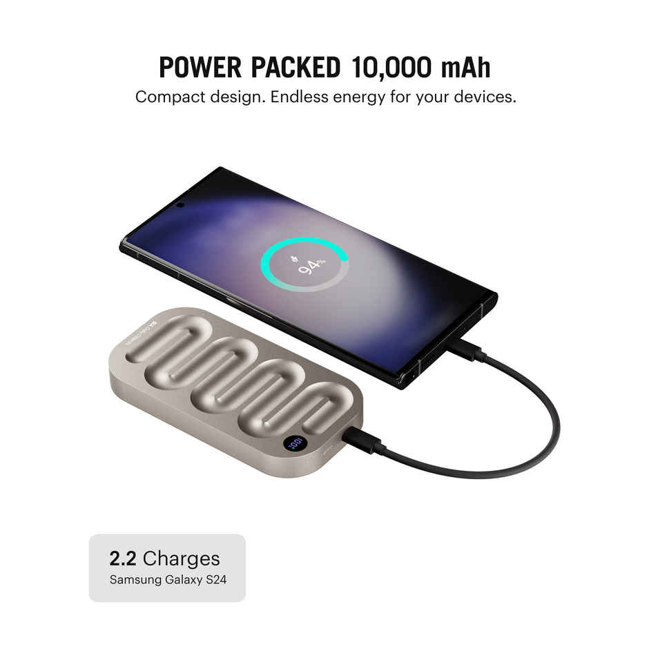 Dailyobjects Loop Universal Aluminium Power Bank 10000 mAh | Titanium