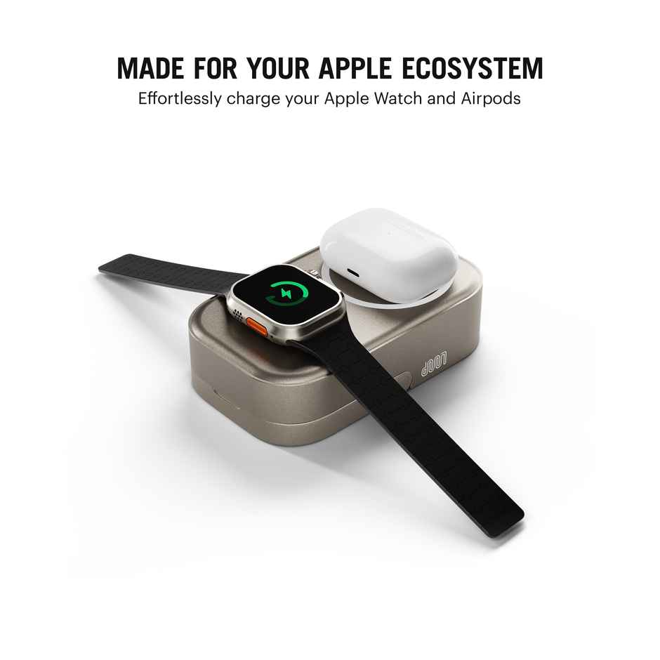 Dailyobjects Loop Qi2 | Certified Magsafe | Compatible Aluminium Power Bank 20000 mAh | Titanium