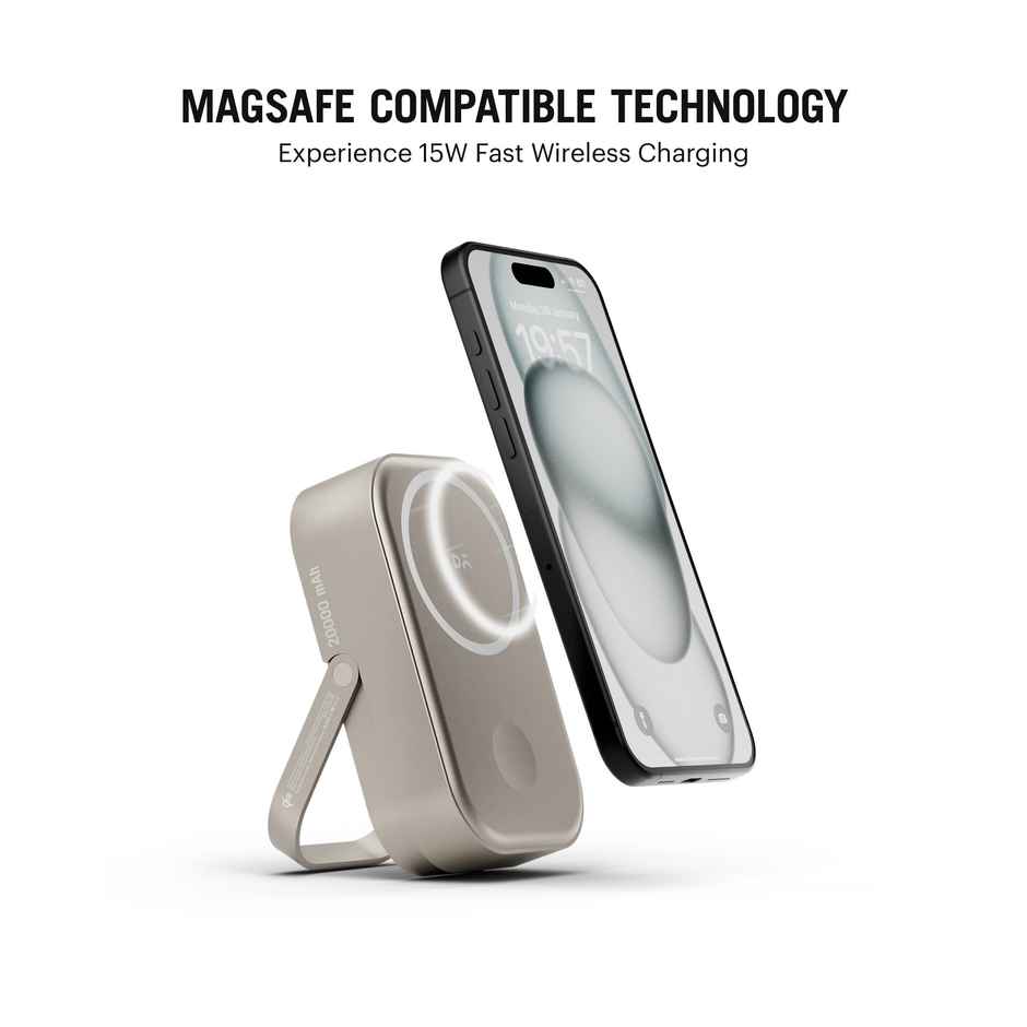Dailyobjects Loop Qi2 | Certified Magsafe | Compatible Aluminium Power Bank 20000 mAh | Titanium