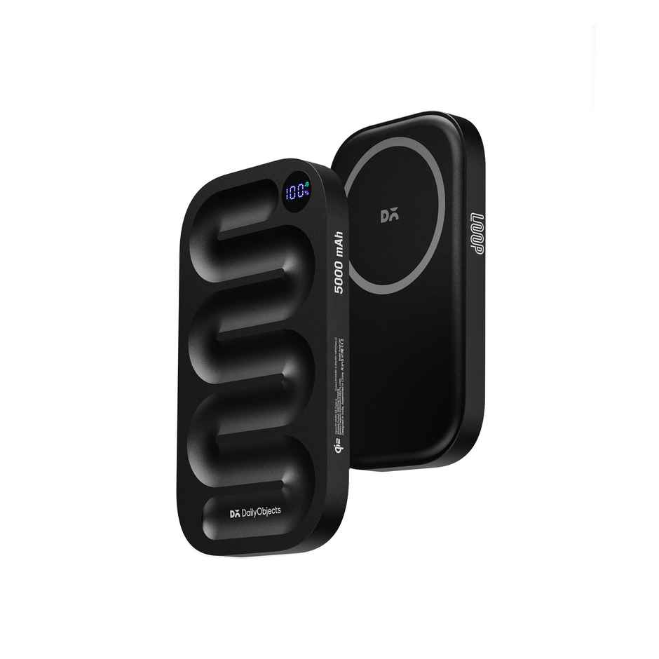 Dailyobjects Loop Qi2 | Certified Magsafe | Compatible Aluminium Power Bank 5000 mAh | Black