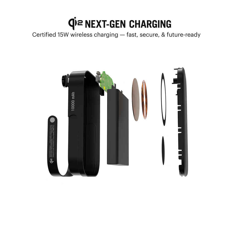 Dailyobjects Loop Qi2 | Certified Magsafe | Compatible Aluminium Power Bank 10000 mAh | Black