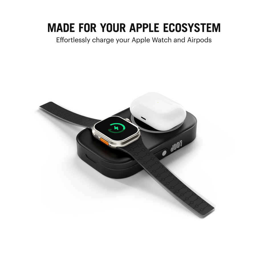 Dailyobjects Loop Qi2 | Certified Magsafe | Compatible Aluminium Power Bank 10000 mAh | Black