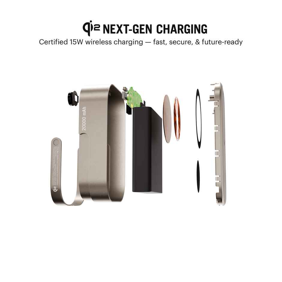 Dailyobjects Loop Qi2 | Certified Magsafe | Compatible Aluminium Power Bank 20000 mAh | Titanium