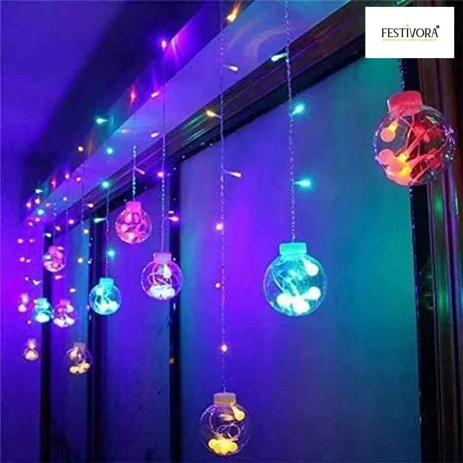 Festivora 12 Wish Ball LED Curtain String Lights - 3m, 138 LEDs Multicolor Decorative Lights