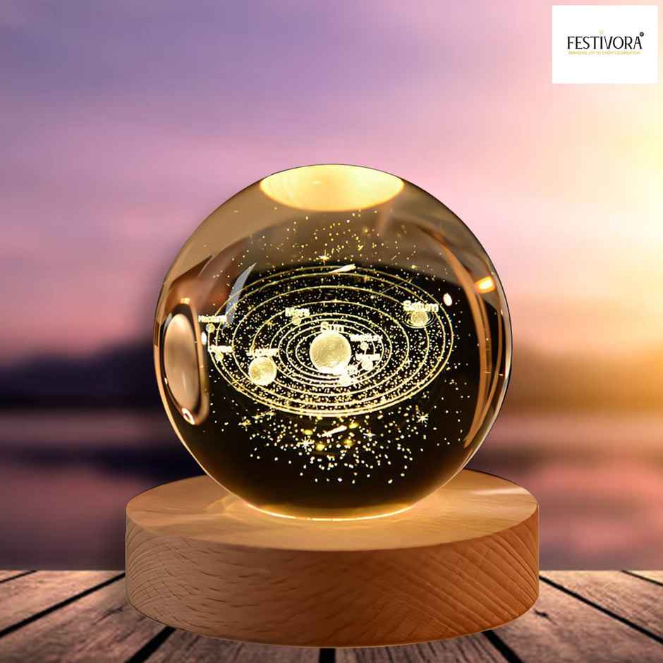 Festivora 3D Solar System Crystal Ball Night Led Lamp | Gifting | Home Decor
