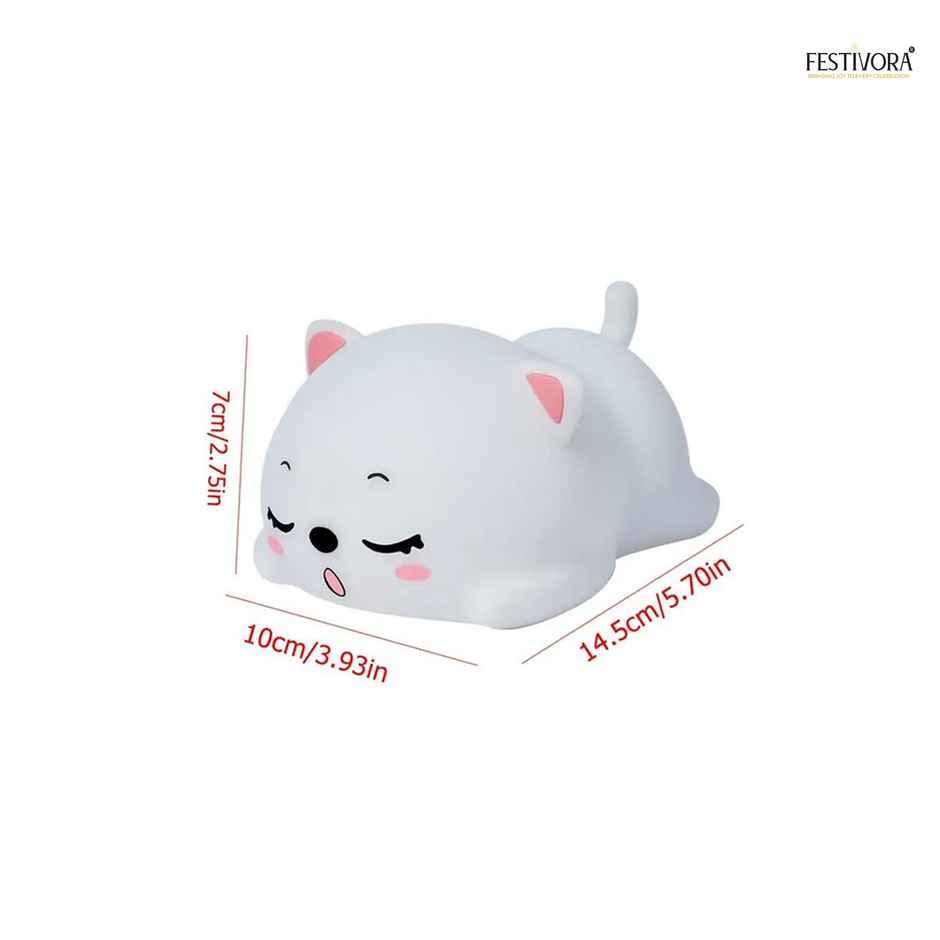 Festivora Rechargeable Cat Silicon Led Lamp | Color Changing | Gifting | Home Decor