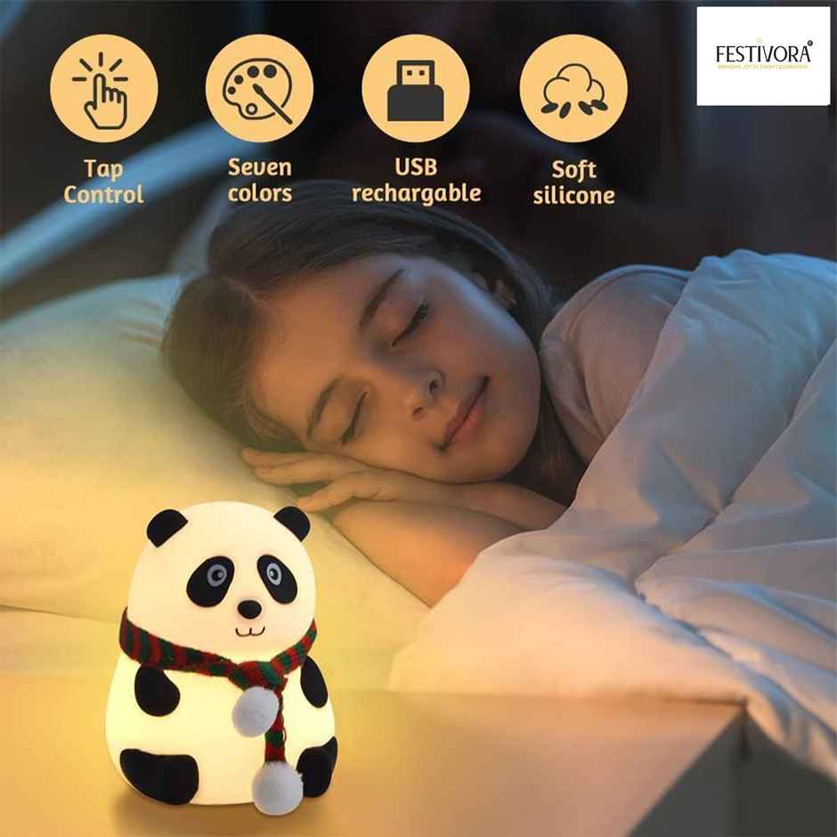 Festivora Rechargeable Cute Panda Silicon Led Lamp | Color Changing | Assorted Designs