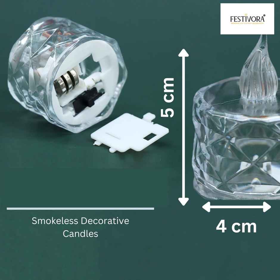 Festivora Pack of 6 Crystal LED candles-Battery powered, warm white , perfect for decoration