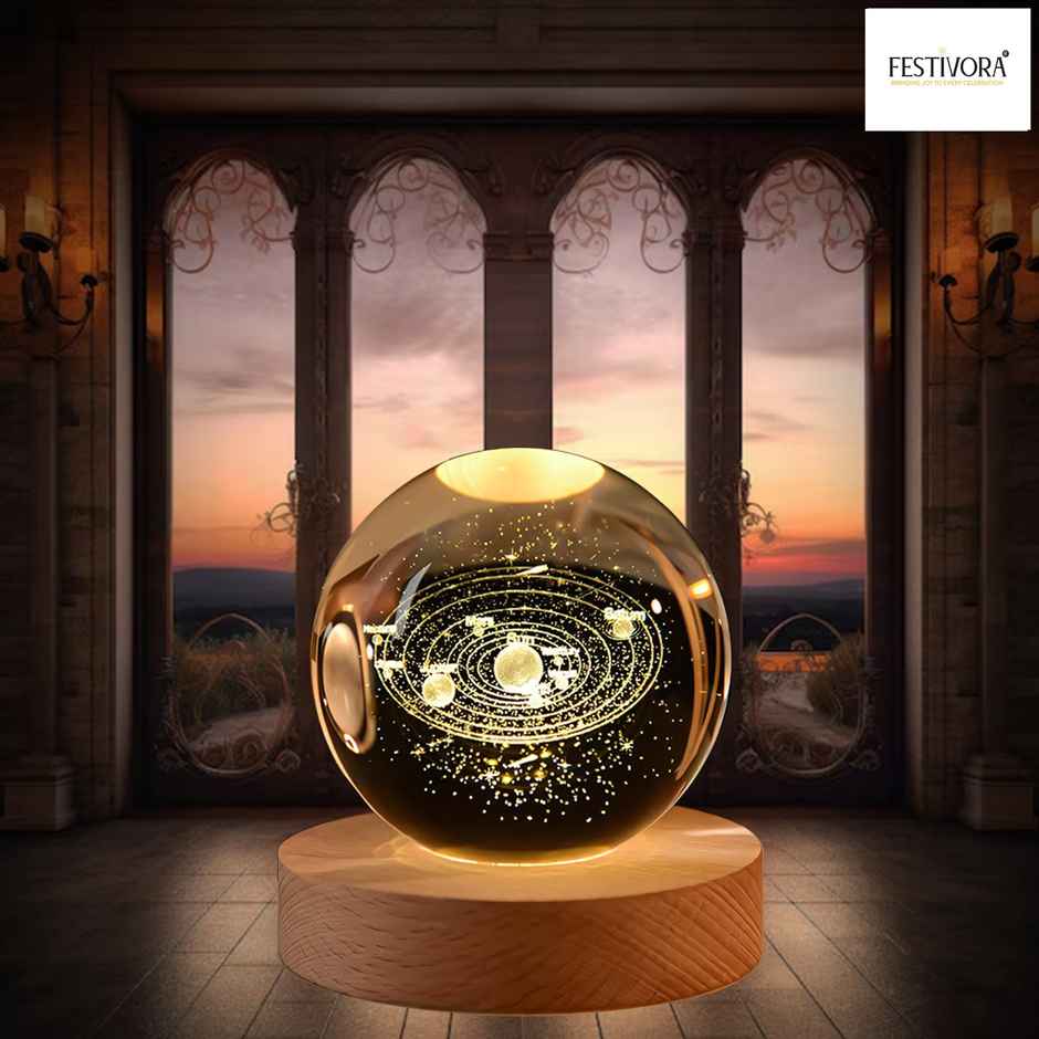 Festivora 3D Solar System Crystal Ball Night Led Lamp | Gifting | Home Decor
