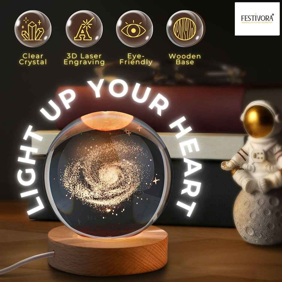 Festivora 3D Galaxy Crystal Ball Night Led Lamp | Gifting | Home Decor
