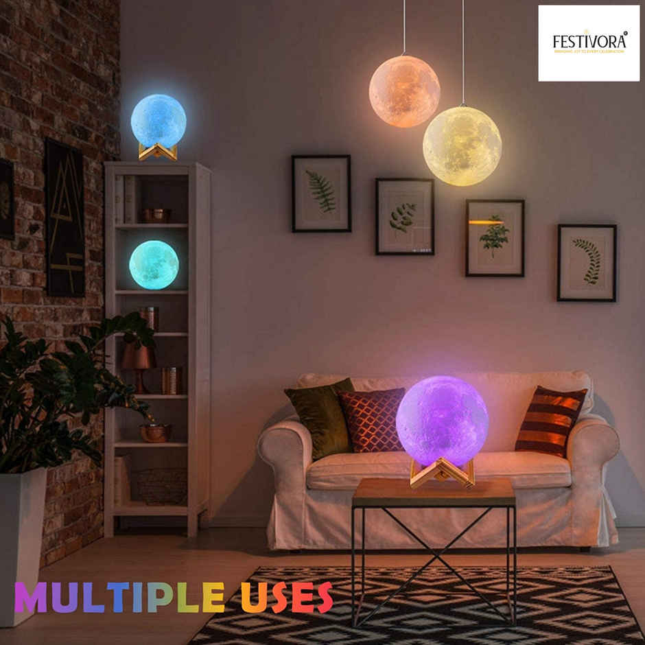 Festivora Rechargeable Moon Night Lamp | 7 Color Changing | Gifting | Home Decor