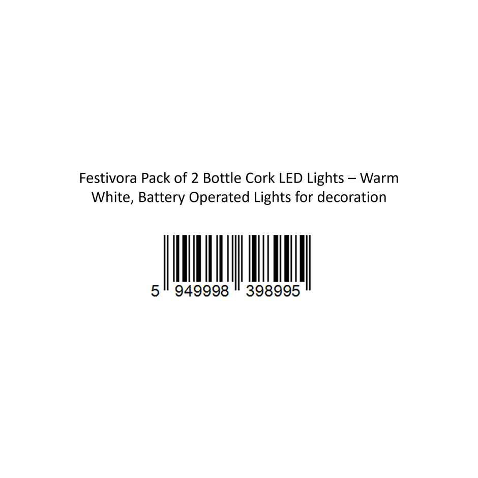 Festivora Pack of 2 Bottle Cork LED Lights - Warm White, Battery Operated Lights for Decoration Combo 