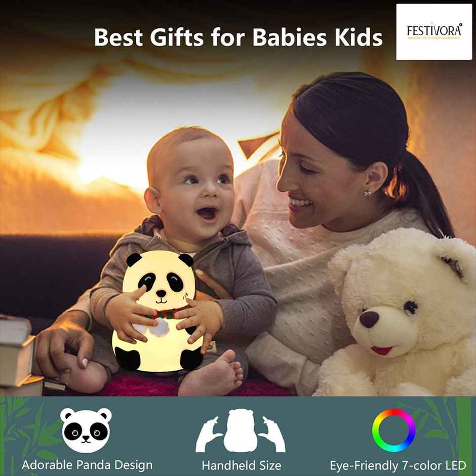 Festivora Rechargeable Cute Panda Silicon Led Lamp | Color Changing | Assorted Designs