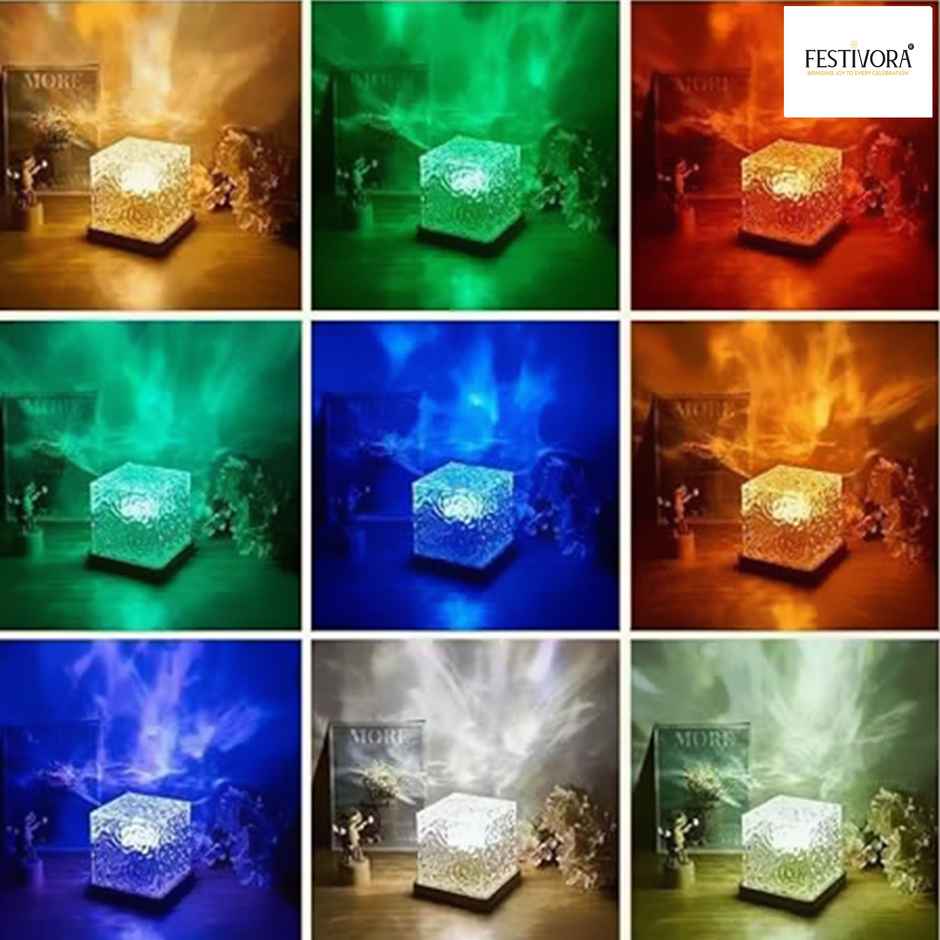 Festivora Ocean Wave 3D LED Projection Night Lamp With Remote Control | Color Changing | Gifting