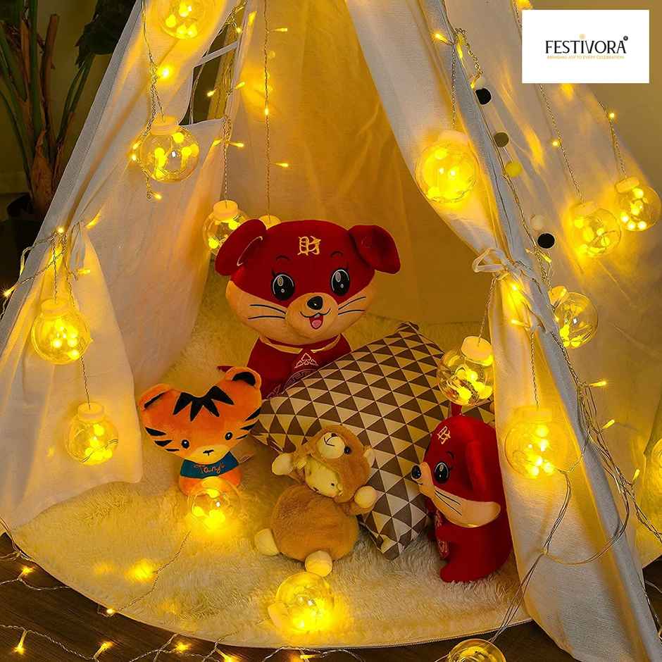 Festivora 12 Wish Ball LED Curtain String Lights - 3m, 138 LEDs Warm White Decorative Lights