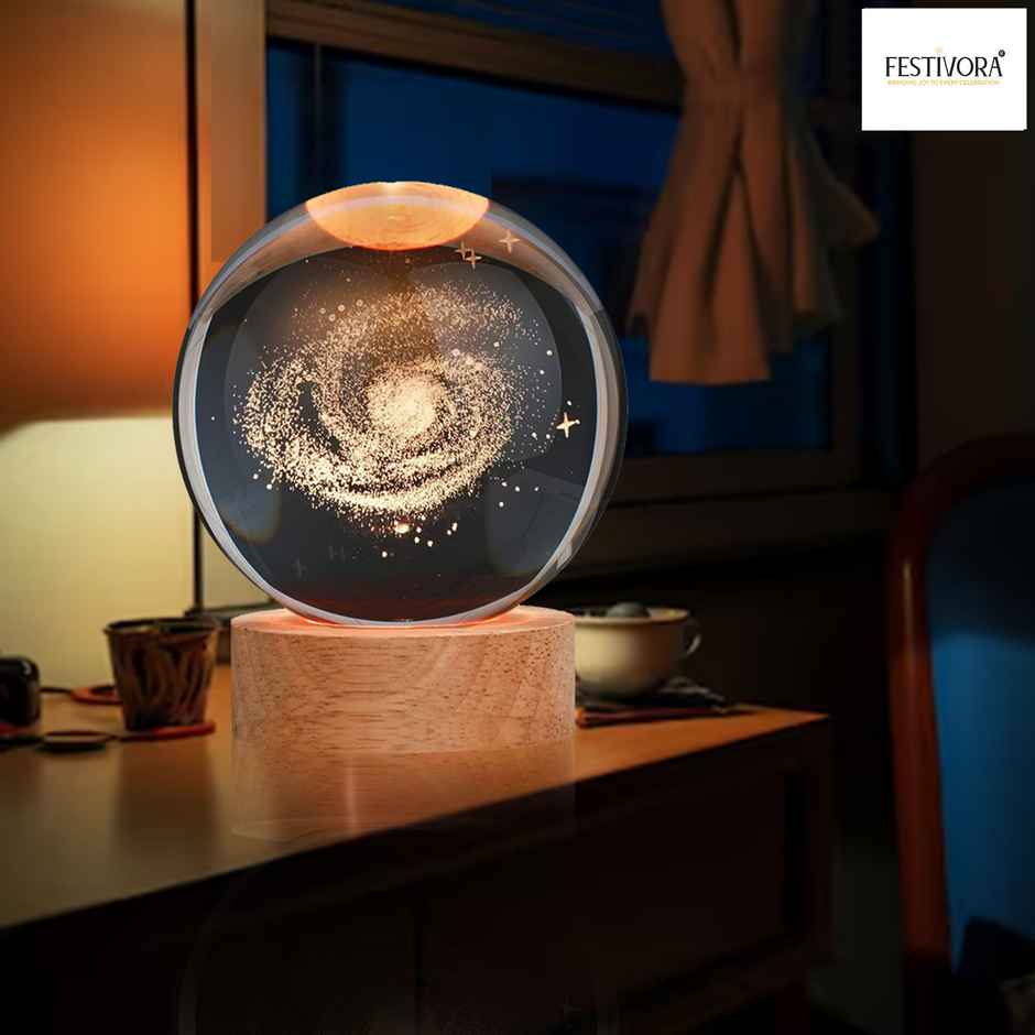 Festivora 3D Galaxy Crystal Ball Night Led Lamp | Gifting | Home Decor