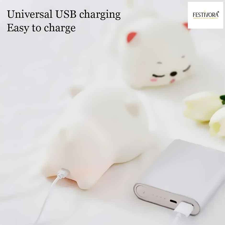 Festivora Rechargeable Cat Silicon Led Lamp | Color Changing | Gifting | Home Decor