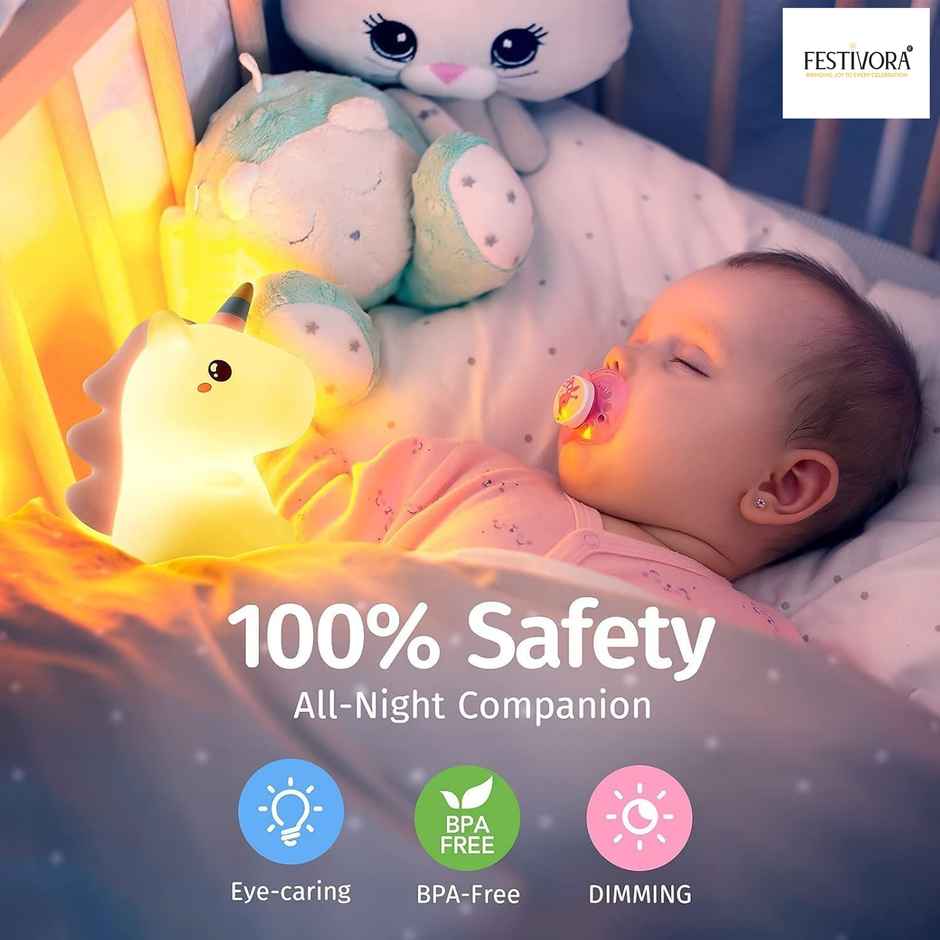Festivora Rechargeable Unicorn Silicon Led Lamp | Color Changing | Gifting | Home Decor