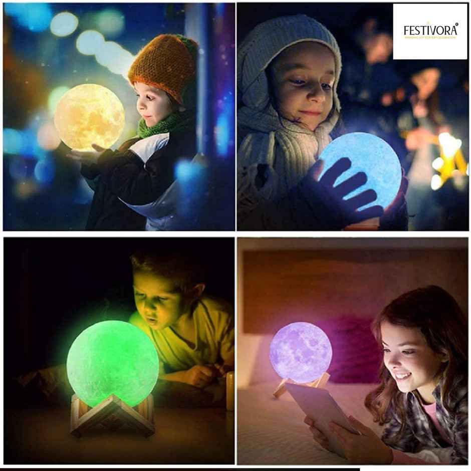 Festivora Rechargeable Moon Night Lamp | 7 Color Changing | Gifting | Home Decor