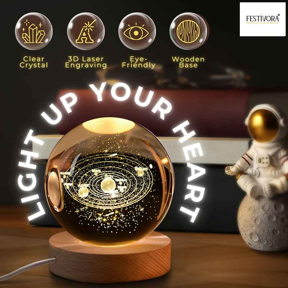 Festivora 3D Solar System Crystal Ball Night Led Lamp | Gifting | Home Decor